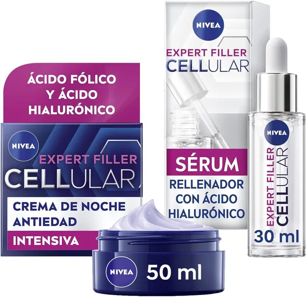 NIVEA Hyaluron Cellular Filler · Crema Noche + Sérum