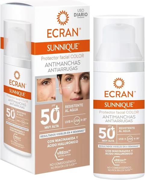 Ecran Sunnique Antimanchas SPF50+ con Color